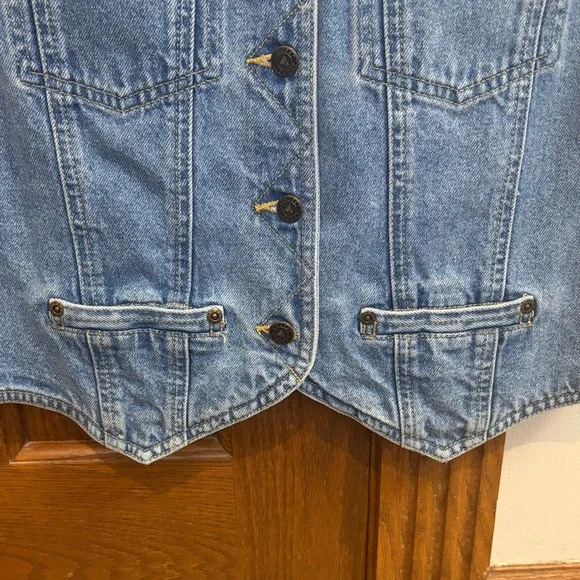Liz Claiborne Vintage Denim Vest, S, Cottagecore 90s Classic - Picture 5 of 9
